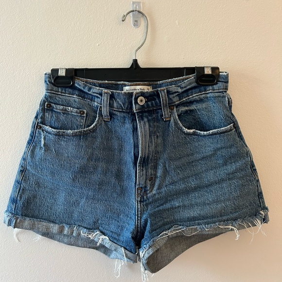 Abercrombie & Fitch Pants - Abercrombie & Fitch Blue Jean Shorts High-Waisted Frayed Hem